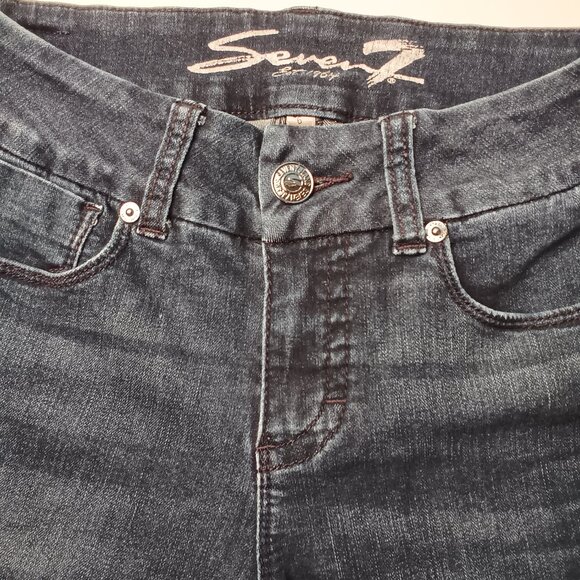 Seven7 Jeans Size 6 Tummyless Mid Rise Skinny Leg Dark Wash - Picture 4 of 10